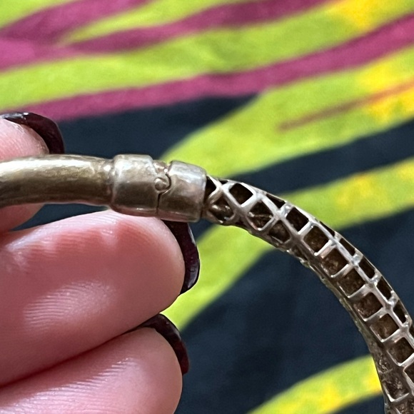 VTG Italy Sterling Silver 925 Spring-hinged Art Deco Style Bangle Bracelet - Picture 6 of 8